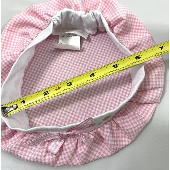 Bonnie Baby Hat Girls 18 Months Pink Gingham Check Embroidered Flowers Bow - Picture 8 of 8